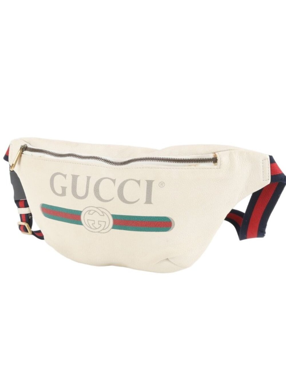 Gucci Vintage Logo Print Leather 2-Way Belt Bag Crossbody Body Waist Pouch Ree - Picture 1 of 9